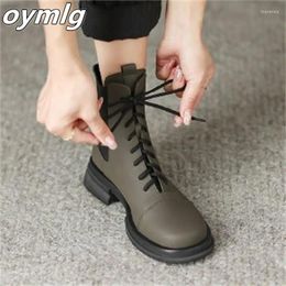 Boots Thick Soled Riding For Women In Autumn Winter 2024 Style Vintage Round Head Lace Up Short Tube Women's Fashion