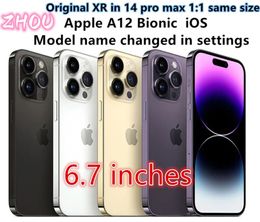 Apple Original iPhone XR في 14 Pro Max Style 6.7 بوصة غير مؤمن بهاتف 14promax boxcamera المظهر 4G RAM 64GB 128GB 256GB ROM