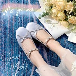 Casual Shoes Mary Jane Round Toe Women's Bow PU And Silk Ballet Flats Spring/Autumn Women Plus Size 33-43