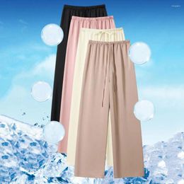 Women's Pants Stylish High-waist Bottoms Wide-leg Wide Leg For Women High Waist Satin Trousers Summer Fall