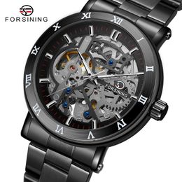 Wristwatches Mens Automatic Mechanical Watches Forsining With Staniless Steel Strap Sport Waterproof Men WristWatch Male Multifunction Clock