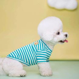 Dog Apparel Pet Vest T-shirt Spring/Summer Striped Bead Floor Cat Small And Medium Clothing Summer Clo