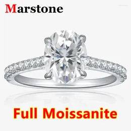 Cluster Rings Oval Cut D Color Full Moissanite Women's Ring18K White Gold Plated 925 Sterling Silver Egg Diamond Wedding Ring For Women 2024