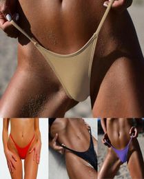 Sexy Womens Bikini GString Brazilian Thongs Swimwear Swimsuit Bottom Swimsuit Thong Solid Color fivecolor Yellow Black Purple Kh9238796