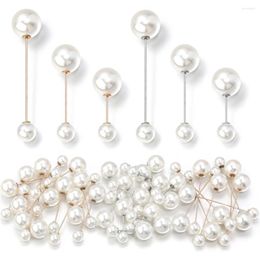 Brooches 10pcs Beige White Imitation Pearl Brooch Detachable Metal For Women Pins Fastener Pants Pin Button Sewing-Free Buckles