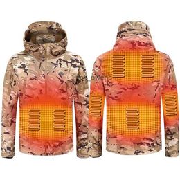 Mens Jackets 2021 Winter Electric Heating Jacket USB Smart Men Women Thick Heated Camouflage Hooded Heat Hunting Ski Suit