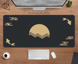 Mouse Pads Wrist Rests Janese desktop pad black and gold mouse pad brocade carp sun cloud Jan Art Seal sunrise dark sunset large XXL mouse pad game desktop J240518