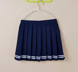 Korean School Uniform For Girls Pleated Skirt Cosplay Cute Japanese High School Student Skirt High Waist 4XL Navy Mini skirt6640798