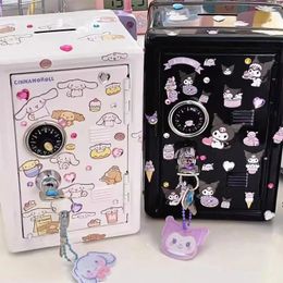 1Pc Kawaii Desktop Iron Money Boxes Send Cute Decorative Stickers Mini Storage with Lock Cartoon Piggy Bank for Child Gift 240518