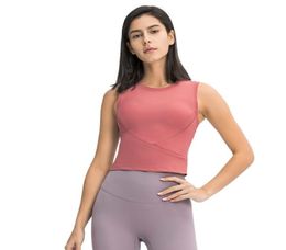 Sports Underwear Yoga Tank Tops Gym Clothes Women Shockproof Running Gathered Fitness Vest solid Colour Shirts Blouses2165463