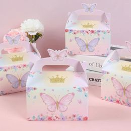 Gift Wrap Pink Butterfly Handbag Box Candy Baby Shower Party Favours For Guest Birthday Wedding Decoration Supplies