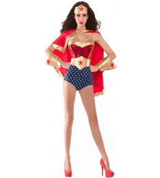 New European and American Halloween Cloak Female Superman Costume Sexy Jumpsuit Cloak Wonder Woman Uniform2125703