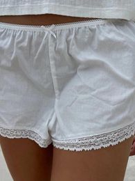 Women's Shorts Yoawdats Women S Summer Y2K Casual Solid Colour Elastic Waist Lace Trim Lounge Beach Party Short Pants