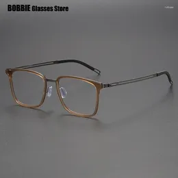 Sunglasses Frames Screwless Super Light Fashion Big Square Titanium Acetate Glasses Frame Men Myopia Prescription Eyeglasses Women Reading