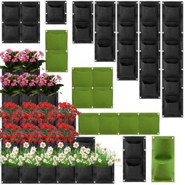 Planters Pots 1 flat bottomed plant bag vertical growth bag wall mounted non-woven fabric for flower pot containersQ240517