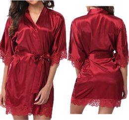 Winter Silk Dress Ladies Women039s Lace Sleepwear Robe Summer Middle Lace Sleece Bathrobe Sexy Lingerie Night Gown Thongs9345172