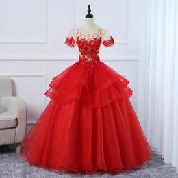 Party Dresses DSP Elegant A Line O Neck Tulle Prom Long Graduation Dress With Appliques Formal Occasion For Special Events