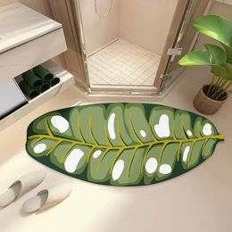 Curved Diatom Mud Floor Mat Wash Basin Banana Leaf Cartoon Foot Bathroom Water Absorbing Shower Antiskid 240516