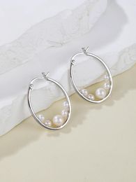 Hoop Earrings 925 Sterling Silver Five Mother Of Pearl For Women Design Luxury Wedding Jewellery Gift