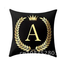 Letter Printed Black Gold Pillowcase Sofa Bed Home Cushion Cover Kawaii Room Decor Decorative Pillow Case Home Decoration 240514