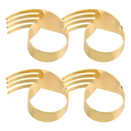 Table Cloth 4 Pcs Napkin Ring Forks Metal Buckle Serviette Holder Dining Decorate Rings Holders Napkins Banquet