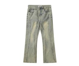 Yellow Washed Striped Jeans Flare Pants Male and Female Straight Casual Cargos Hip Hop Baggy Denim Trousers9720743