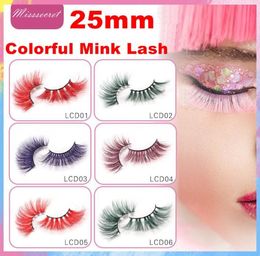 5D Mink Eyelashes Colourful 25mm Lashes Dramatic 3D Mink Eyelashes False Eyelashes Stage Show Makeup Full Thick Soft Eyelash Fake E9819889