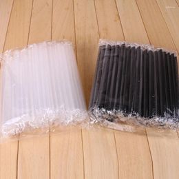 Disposable Cups Straws 100 Pcs Black And Transparent Plastic Pearl Milk Tea Straw