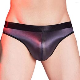 Underpants Sexy Men U-Convex Oil Glossy High Elastic Sissy Pouch Briefs Shiny Underwear Thongs Seamless Breathable Male