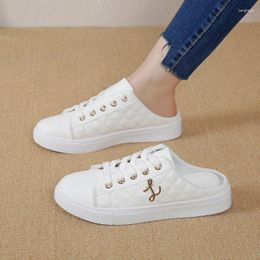 Casual Shoes Summer Platform Half Slippers Women Vulcanization Shoe Female Retro Low Top White Flats Breathable Lazy Loafers Zapatos De