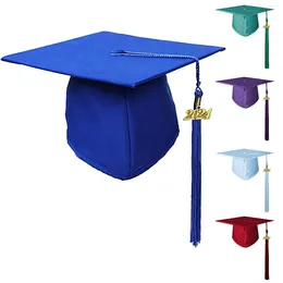 Clothing Sets 2024 Graduation Hat Black Adult Bachelor Caps With Tassels University Master Congratulation Party Decoration Supplies