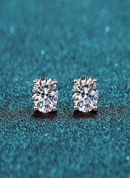 BOEYCJR 925 Classic Silver 05115ct F color VVS Fine Jewelry Diamond Stud Earring With certificate for Women Gift 2106093155117