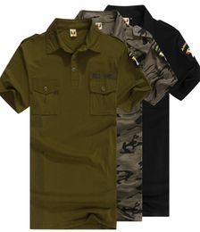 Military Uniform Army Green Cotton Polo Shirts Mens short sleeve Camouflage Shirts Sportswear Combat Tactics Tops Male8349847