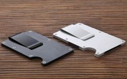 Mini Black Silver Aluminum Wallet RFID Blocking Pocket Holder Credit Card Case1105989