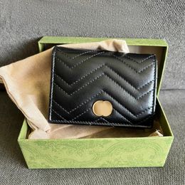 Designer leather Wallets five card holders Luxury Marmont men fashion Coin purses holder Interior Slot wristlets With box keychain case 304N