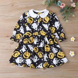 Girl Dresses Autumn And Winter Ins Skirt European American Halloween Pumpkin Long Sleeve Dress