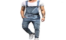 Men039s Jeans Puimentiua 2021 Fashion Mens Ripped Jumpsuits Street Distressed Hole Denim Bib Overalls For Man Suspender Pants S1125153