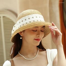 Wide Brim Hats Hat Women Summer Sunshine Protection Straw Big Panama Ribbon Cap Breathable Beach Accessory For Holiday Outdoor