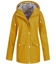 Women Windproof Coat Raincoat Plus Size Waterproof Hooded Camping Tour Coat Nondisposable Jacket Women Solid Hooded 354163404