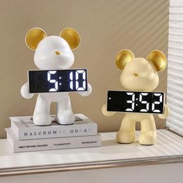 Table Clocks Cute Bear Shaped Silent Clock Decorative Desktop Nordic Room Decor Ideal Aesthetic Gift Timekeeper