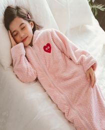 412 Years Children039s Winter Zipper Bathrobe Flannel Girls Nightdress For Kids Teen Girl Dressing Gown Sleepwear Warm Pyjamas6143041