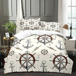 Bedding Sets Sailboat Pattern Duvet Cover Set Anchor Rope Comforter Microfiber Soft Include 1 2 Pillowcases