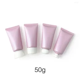 Storage Bottles 50g Pearl Pink Squeeze Bottle 50ml Refillable Plastic Soft Tube Hand Cream Shampoo Body Lotion Travel Cosmetic Containers