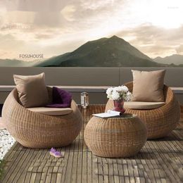 Camp Furniture Modern Rattan Outdoor Sofa Chair Combination Leisure Balcony Courtyard Tea Table Garden Chairs B