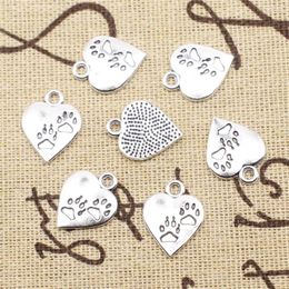 Charms Jewellery Making Supplies Children Craft Heart Antique Silver Colour Pendants 14x17mm 20pcs