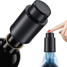 FLYMUYU Vacuum Wine Bottle Cap Stopper Sealed Storage Memory Push Style Bar Tools Barware Cork Black 240510