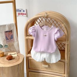 Clothing Sets Summer 2024 Korean Infant Girls 2PCS Clothes Set Cotton Short Sleeve T-shirts Plaid Shorts Suit Toddler Baby Outfits