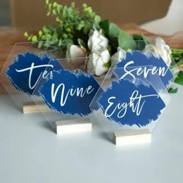 Gift Wrap 5pcs Acrylic Wedding Table Sign DIY Party Birthday Seat Hexagon Business Card Number Plate Decoration