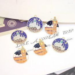 Charms 5Pcs/lot Cartoon Magic Castle Enamel Pendant For DIY Earrings Necklace Bracelet Jewelry Making Accessory Findings