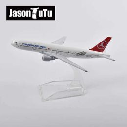 Aircraft Modle JASON TUTU 16cm Trkiye Boeing 777 aircraft model aircraft diecasting metal 1400 scale aircraft model gift series drop shipmen